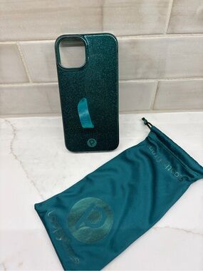 Loopy Emerald Sparkle iPhone case with  Accessory Pouch
